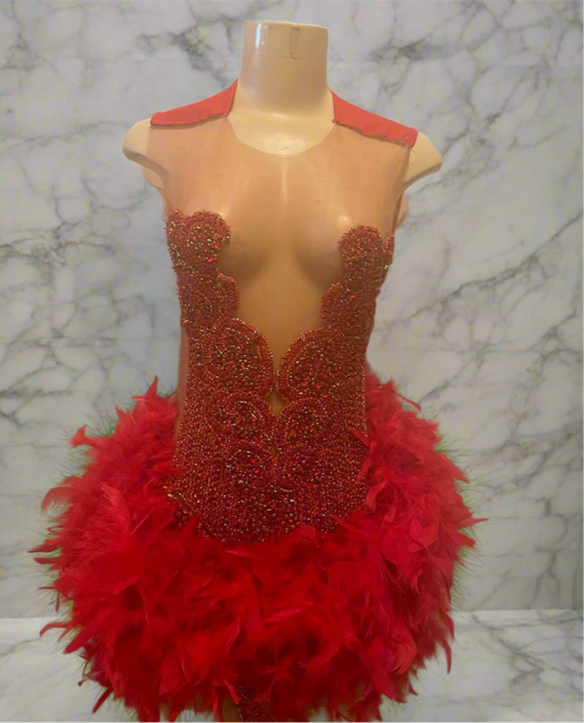 Bella Red /W Feathers